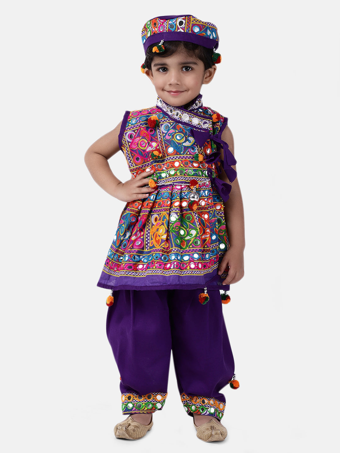 Boy's Purple Cotton Dhoti Sets - Bownbee