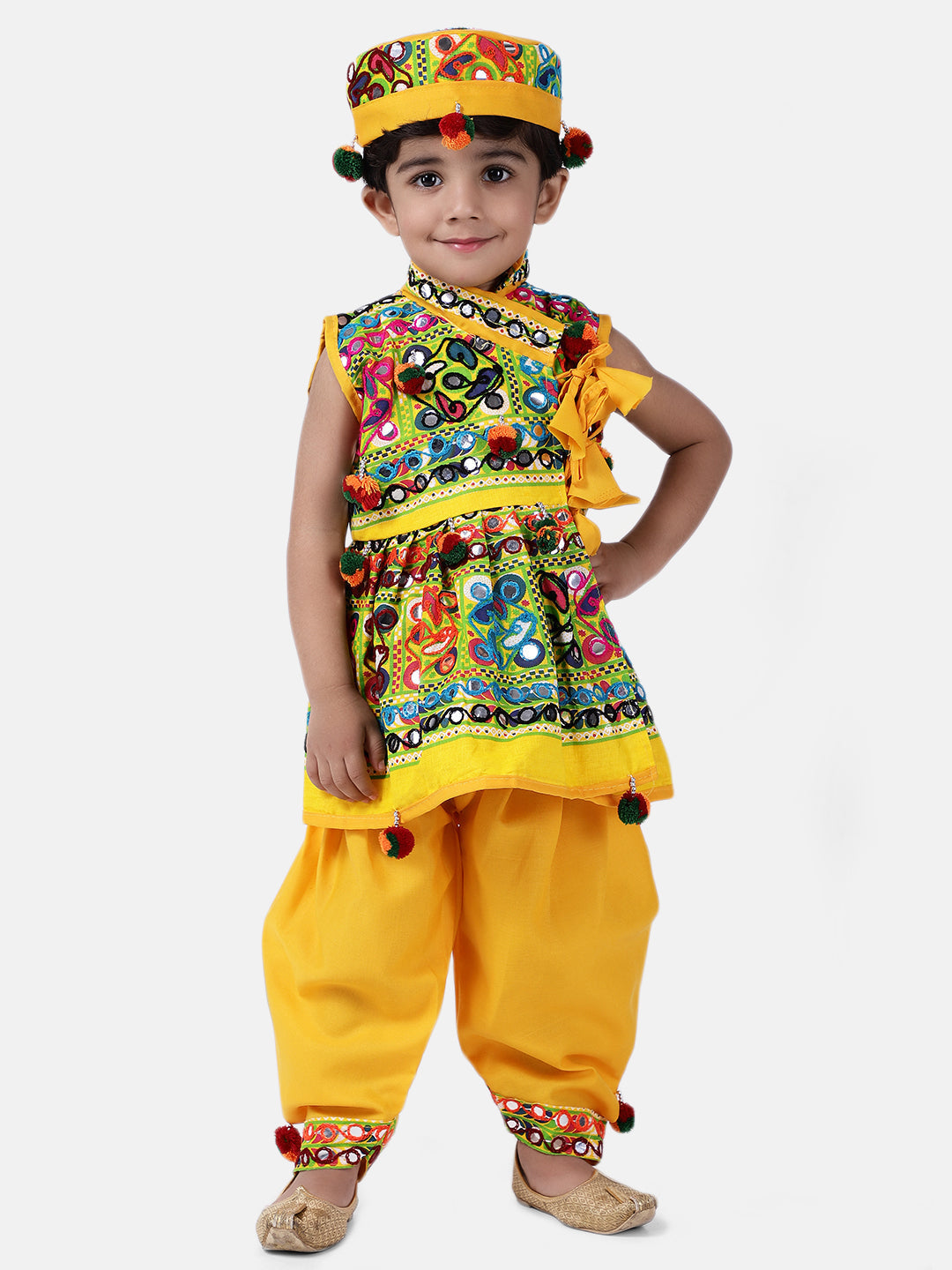Boy's Yellow Cotton Dhoti Sets - Bownbee