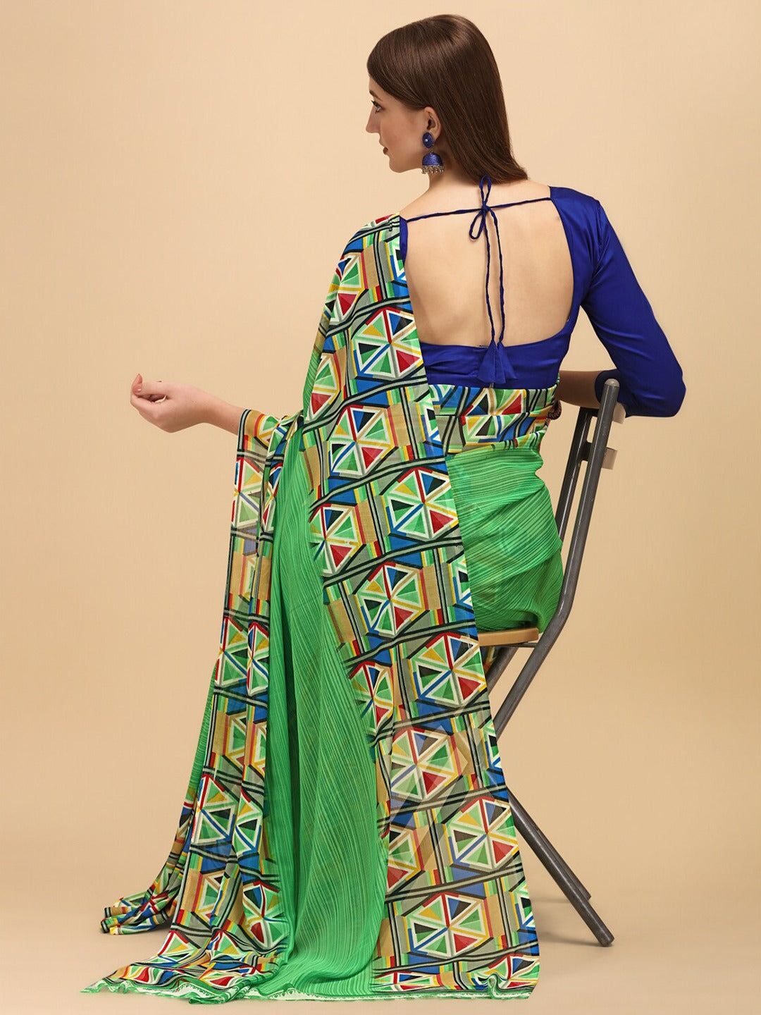 Women's Green Georgette Printed Daily Wear Saree - Sangam Prints