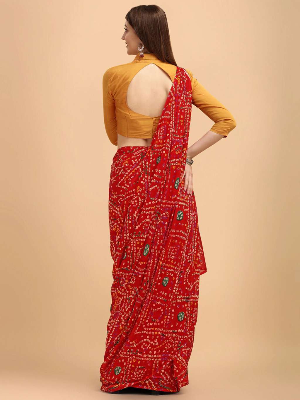 Women's Red Georgette Printed Daily Wear Saree - Sangam Prints