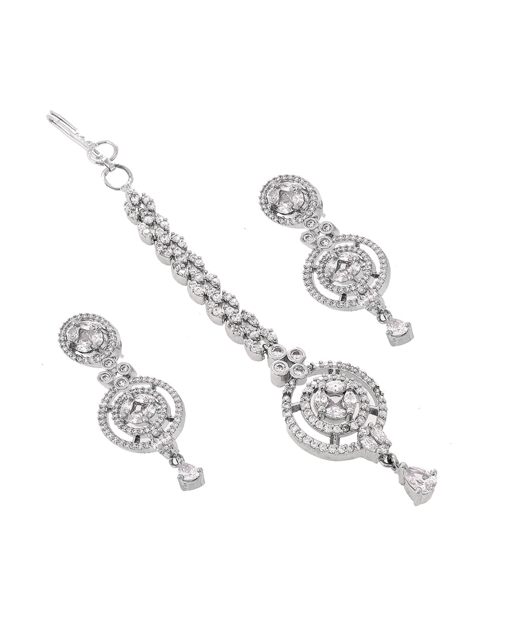 Women's Oxidised Silver Tone Necklace Set With Maangtika - Voylla
