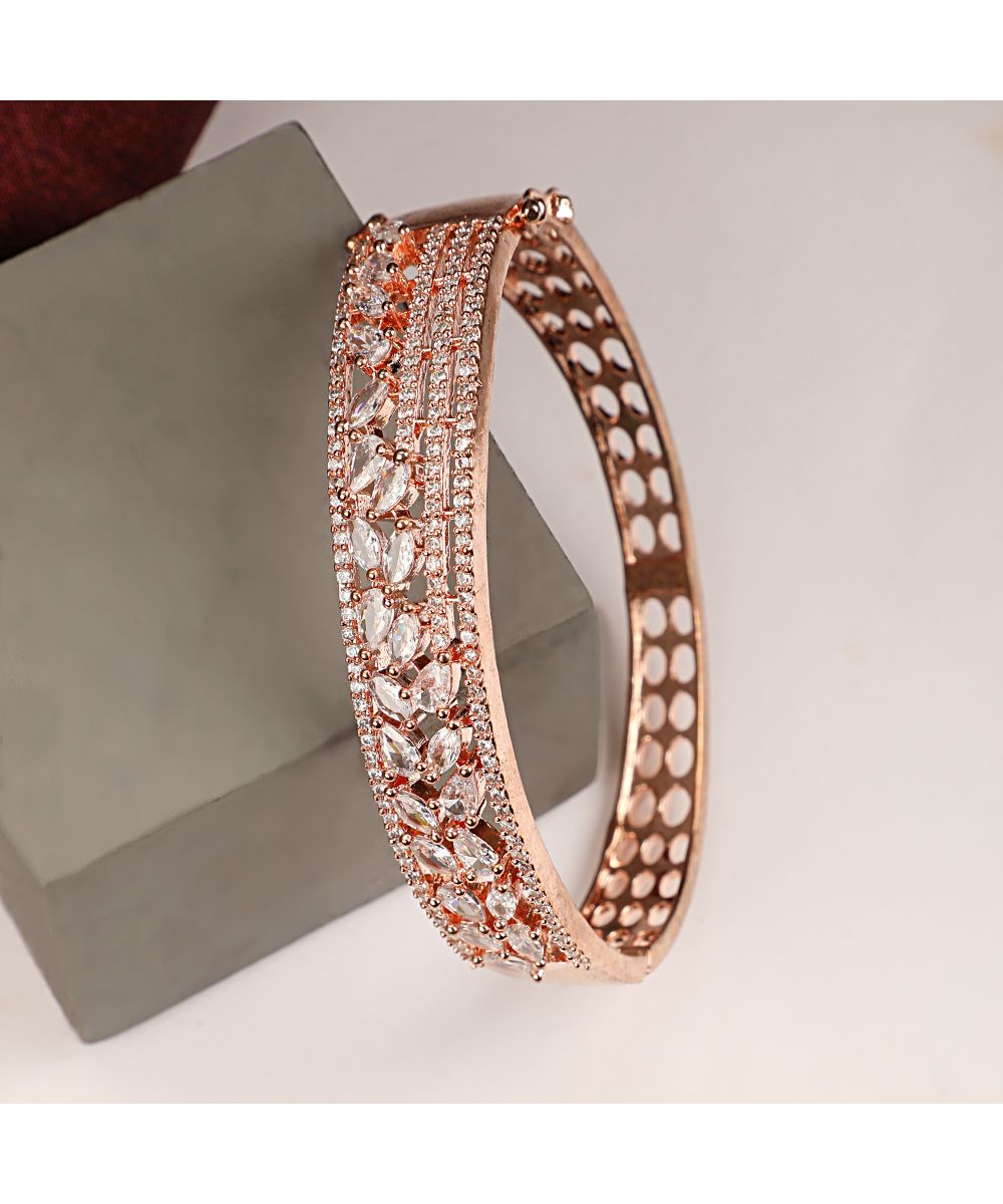 Women's American Diamond Rose Gold Style Statement Bracelet - MODE MANIA