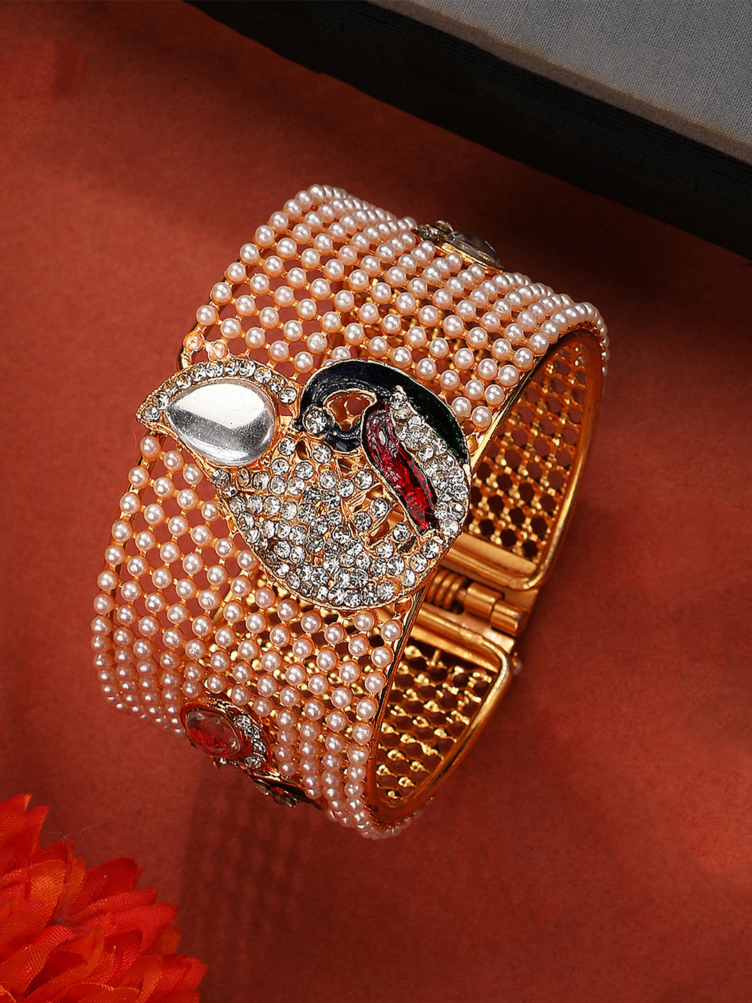 Rose Gold CZ American diamond White Stone Bangles set | AD bracelet an –  Indian Designs