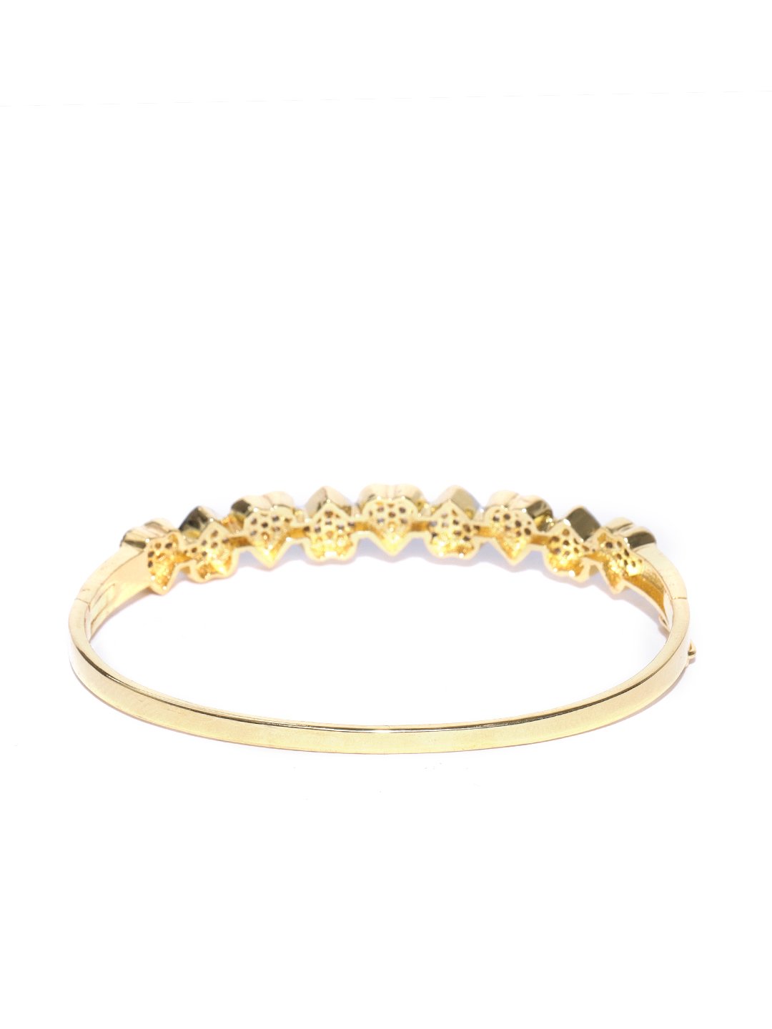 Women's Gold-Plated American Diamond Studded Bracelet With Finger Ring in Heart Pattern - Priyaasi