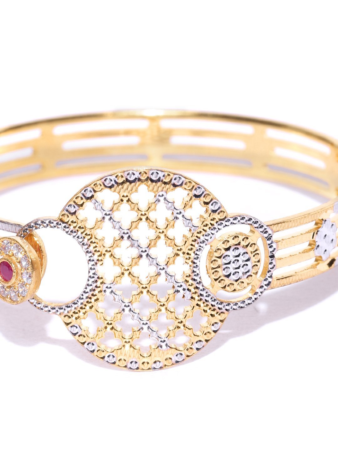 Women's Gold-Plated Dual-Tone Bangle Style Bracelet - Priyaasi