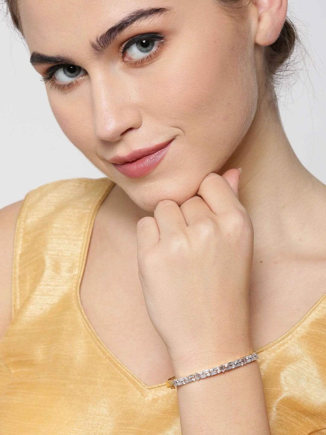 Women's  Priyaasi Gold-Plated American Diamond Studded Bracelet - Priyaasi