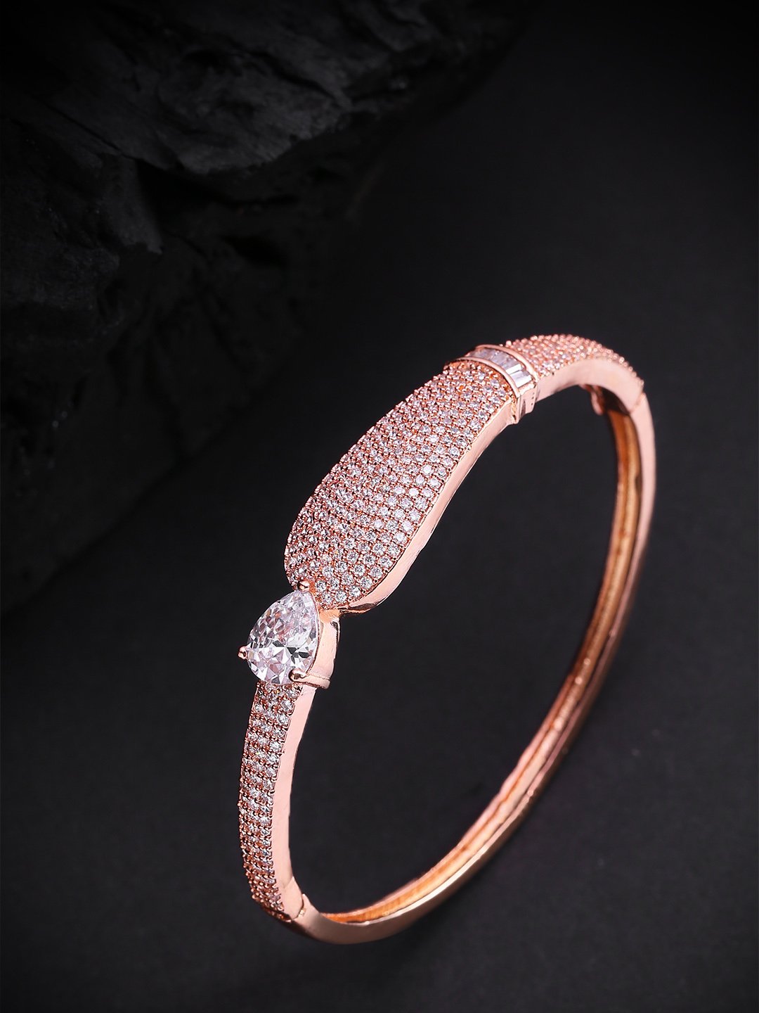 Women's Rose Gold-Plated American Diamond Studded Bracelet - Priyaasi
