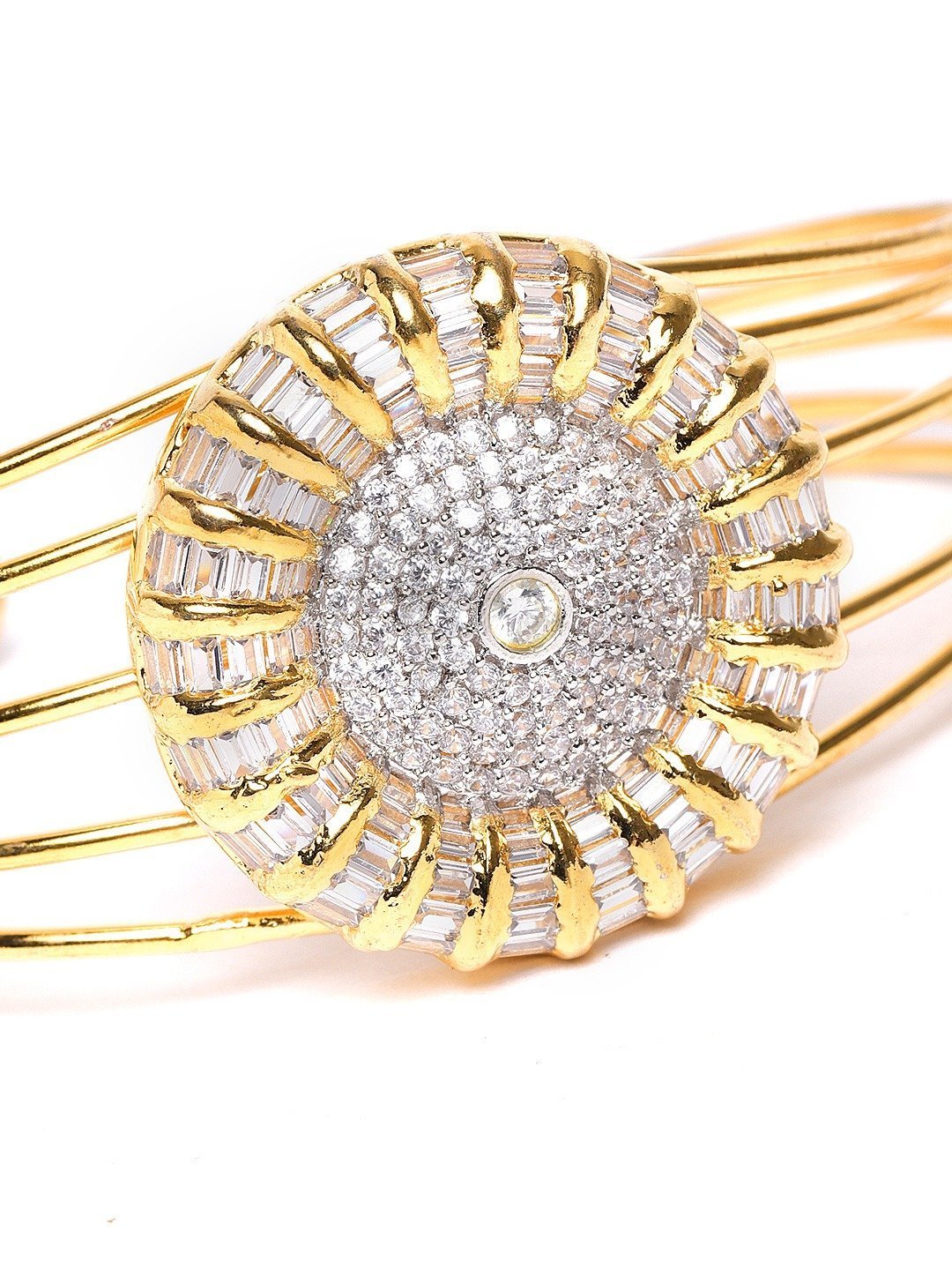 Women's Gold Plated Stone Studded Cuff Bracelet - Priyaasi