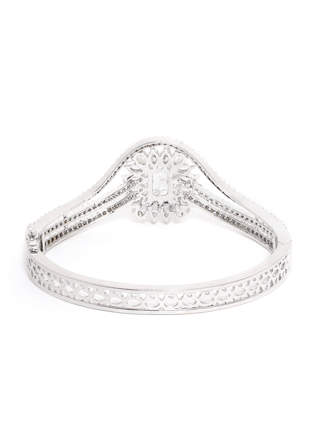 Women's  American Diamond Studded Square Shaped Bracelet - Priyaasi