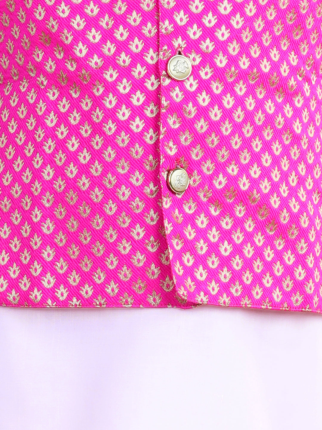 Boy's Pink Jacquard Kurta Sets - Bownbee