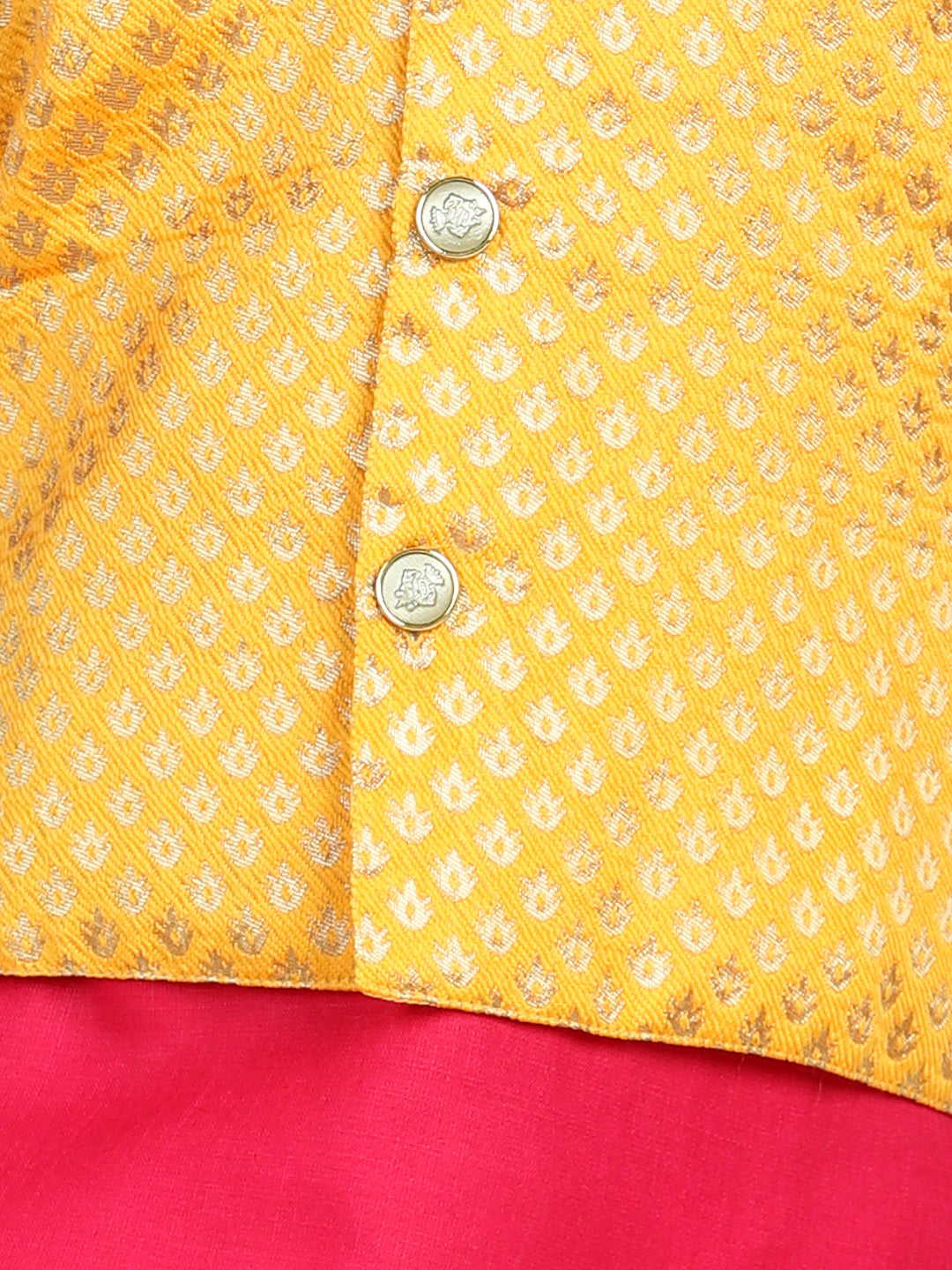 Boy's Pink Color Attached Jacquard Jacket Kurta Pajama  - NOZ2TOZ KIDS