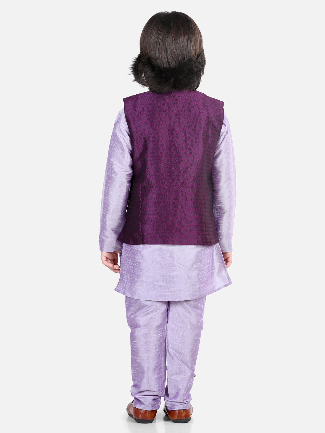 Boy's Purple Cotton Kurta Sets - Bownbee