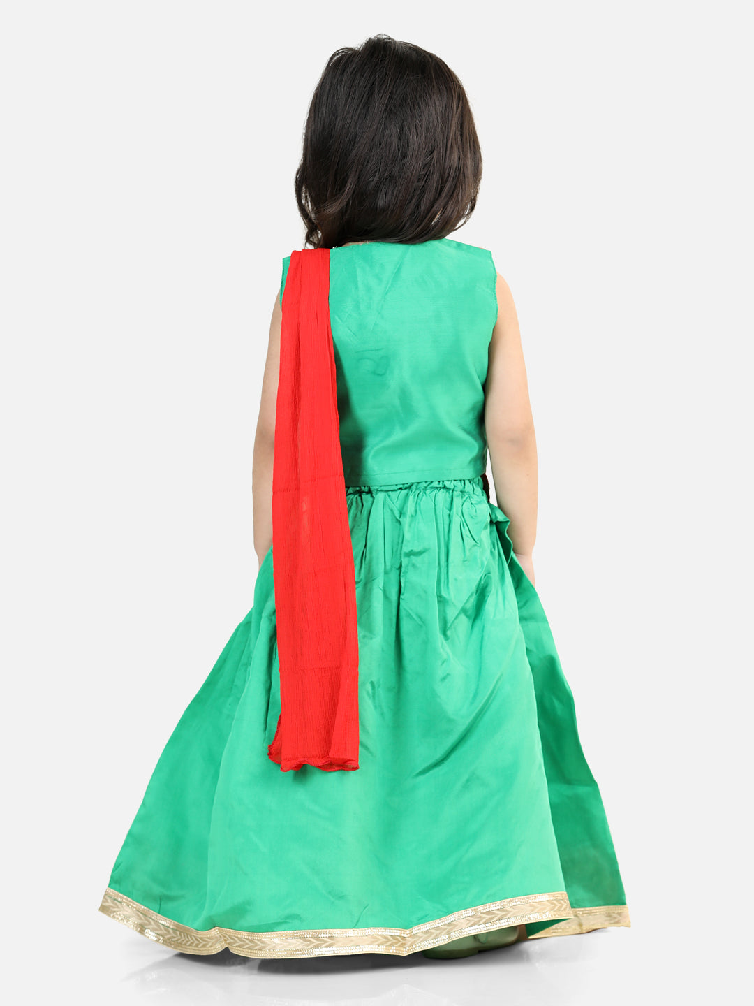 Girl's Silk Green Lehenga Sets - Bownbee