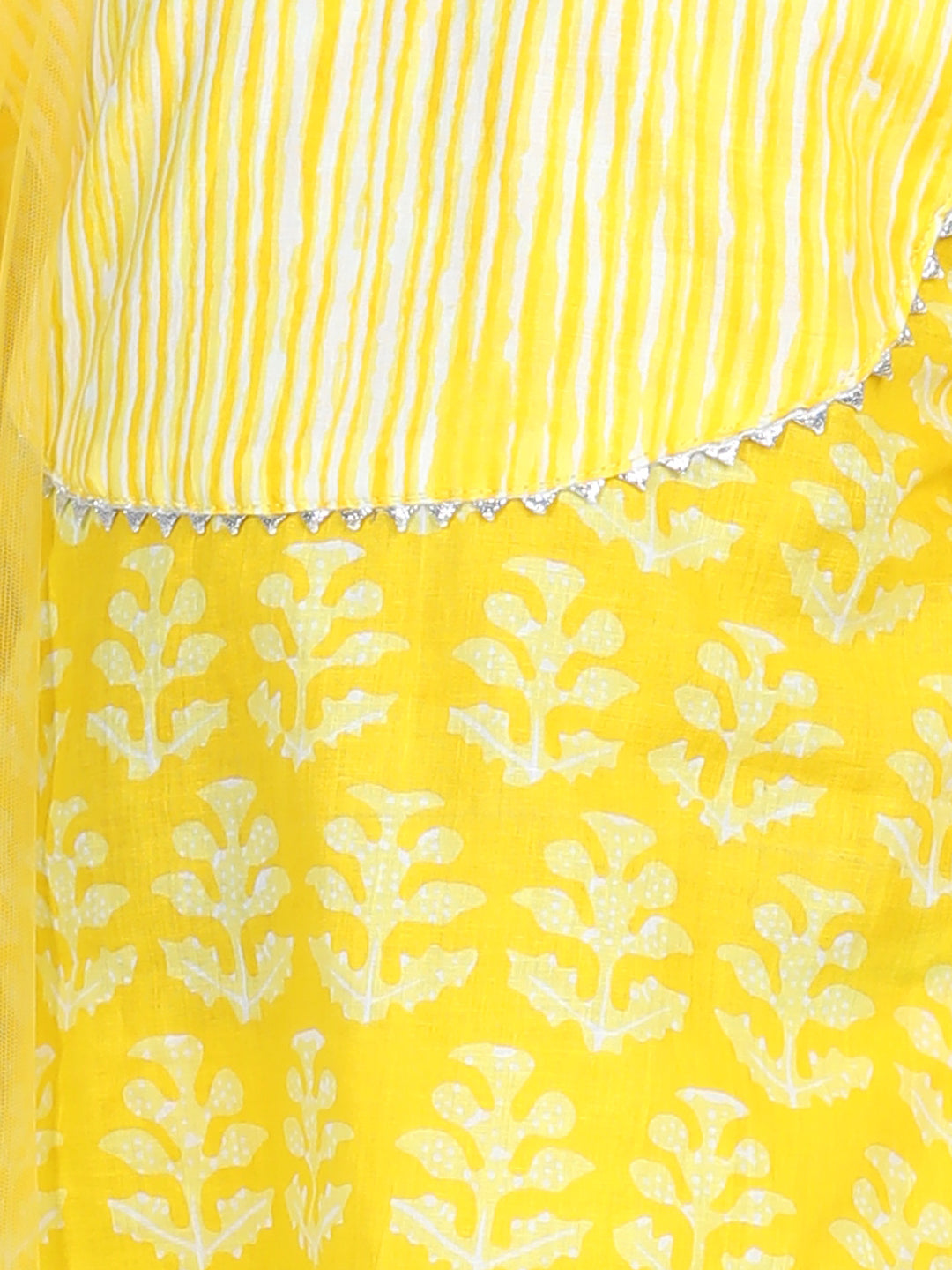 Girl's Yellow Color Pure Cotton Printed Kurti with Pant  - NOZ2TOZ KIDS