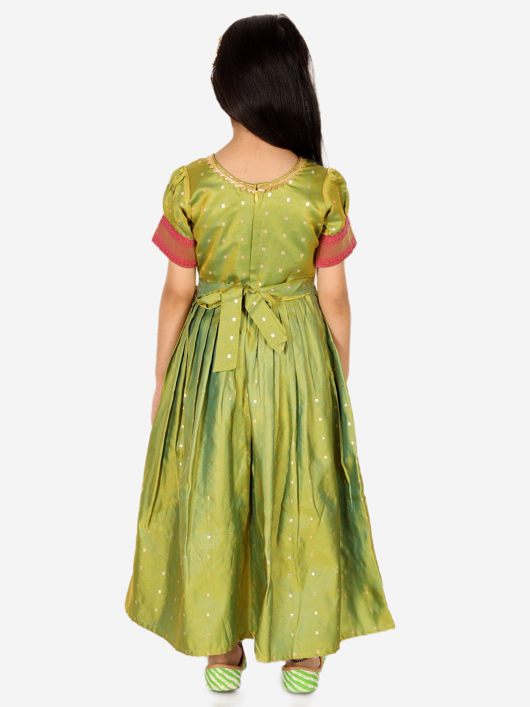 Girl's Silk Green Gowns - Bownbee