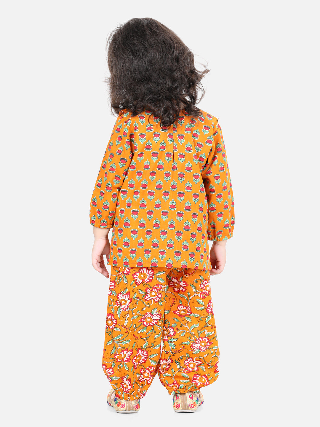 Girl's Cotton Orange Sets - Bownbee