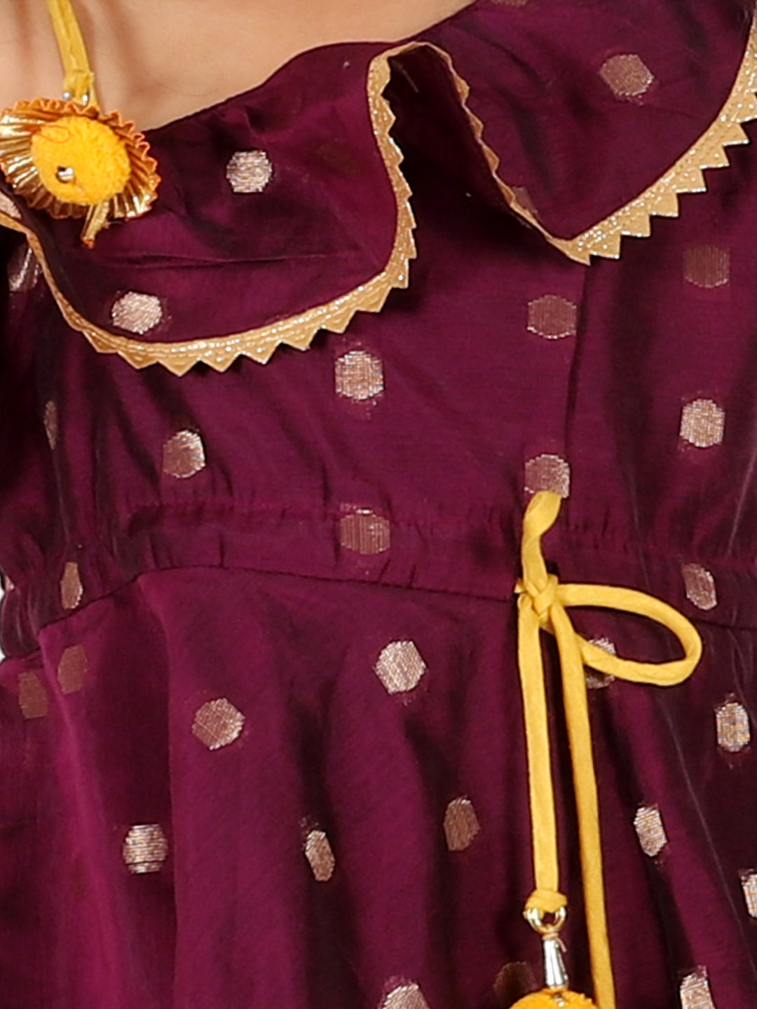 Girl's Chanderi Purple Dhoti Sets - Bownbee