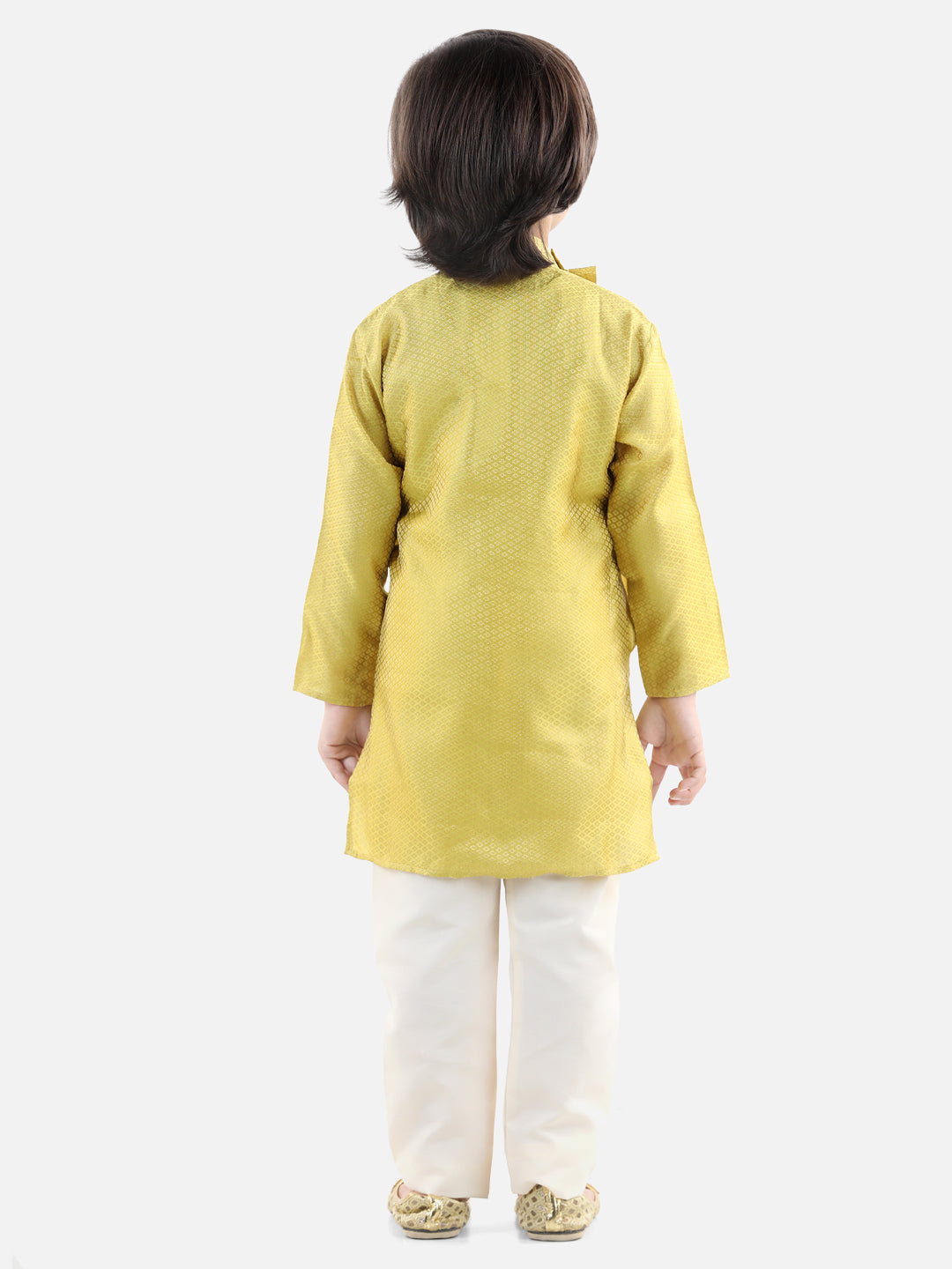 Boy's Yellow Cotton Kurta Sets - Bownbee