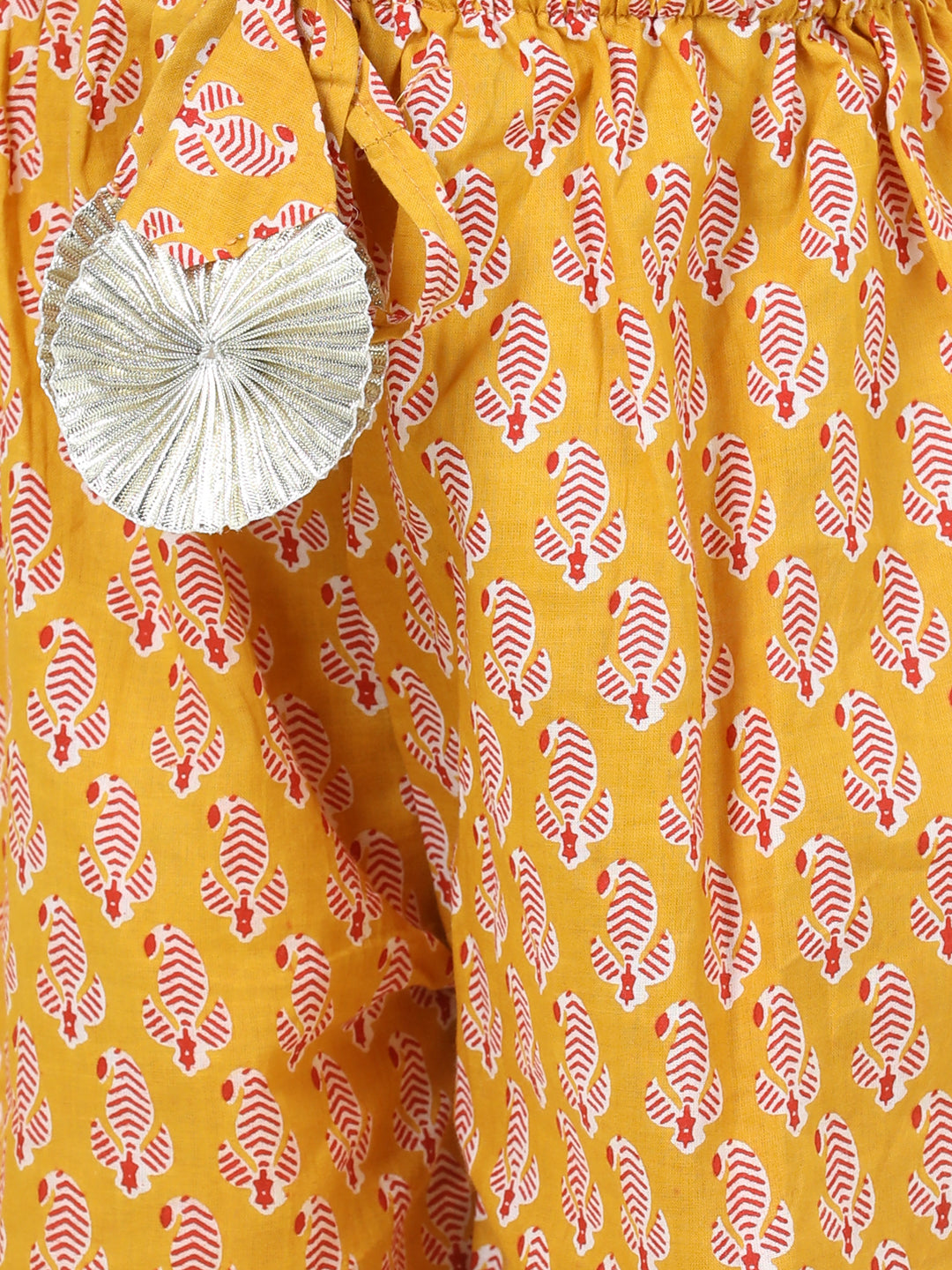 Girl's Cotton Yellow Kurti Sets - Bownbee