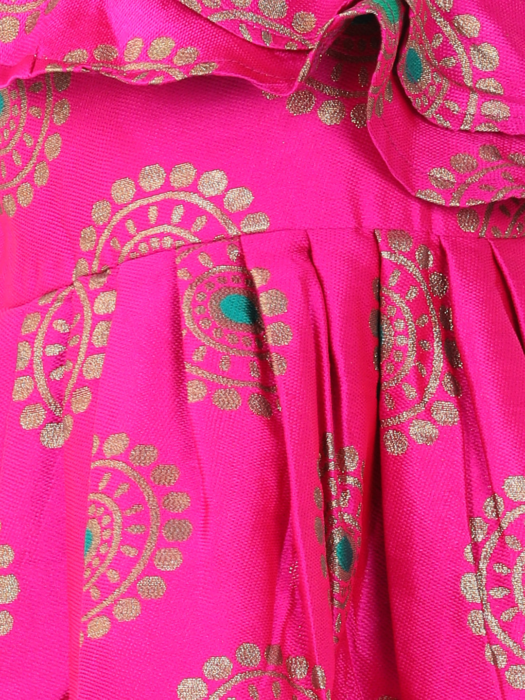 Girl's Pink Color One Shoulder Frill Jacquard Frock Party Dress  - NOZ2TOZ KIDS