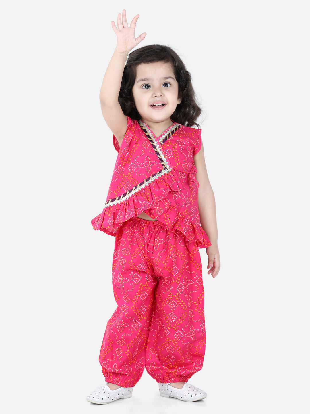 Girl's Pink Color Cotton Top with Harem  - NOZ2TOZ KIDS