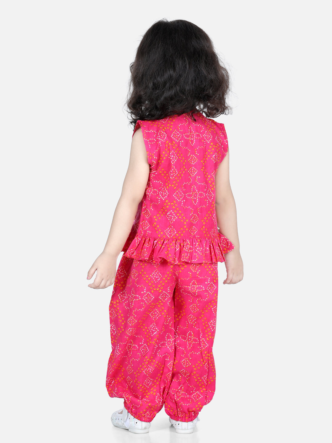 Girl's Pink Color Cotton Top with Harem  - NOZ2TOZ KIDS