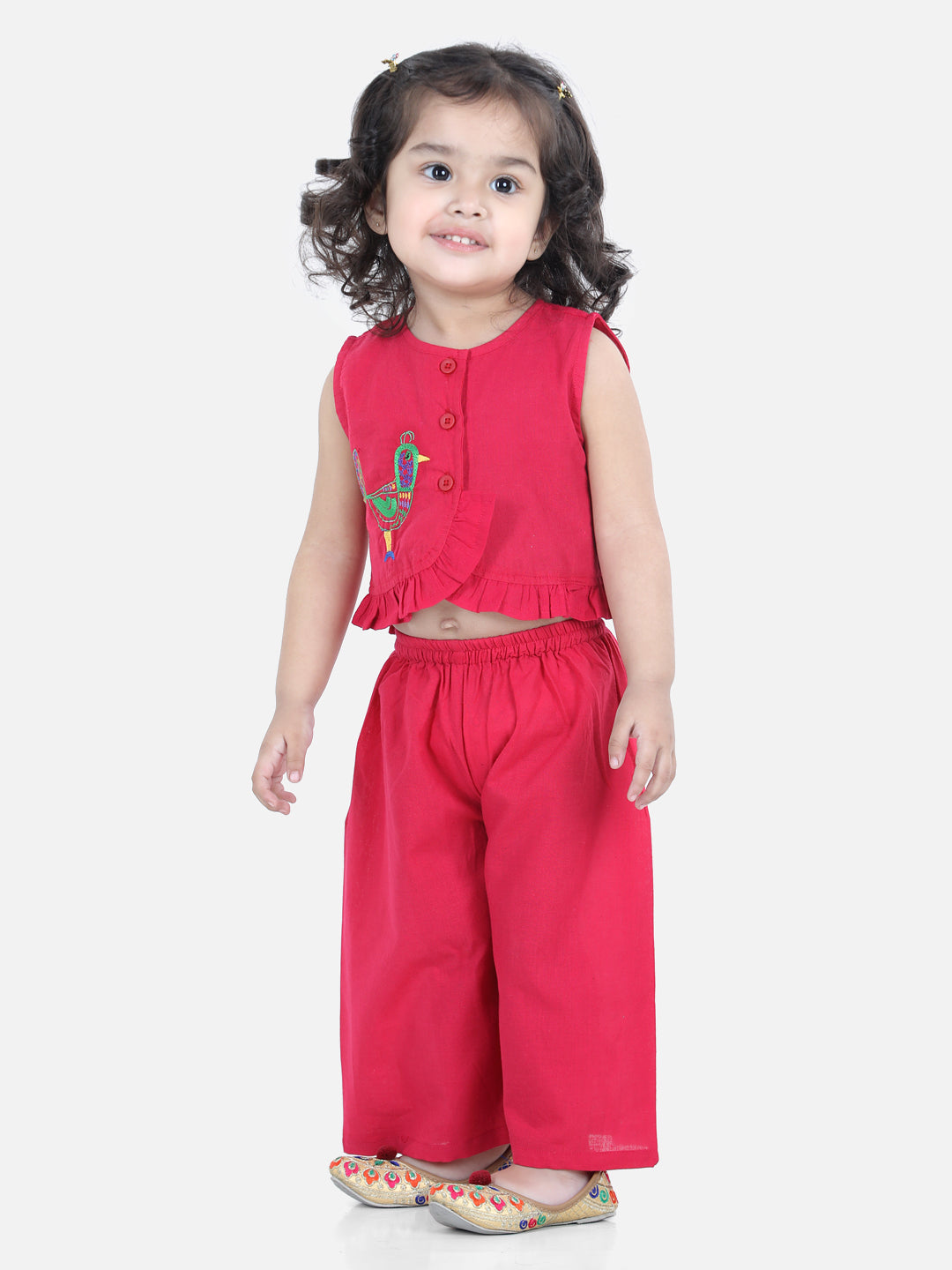 Girl's Cotton Pink Dhoti Sets - Bownbee