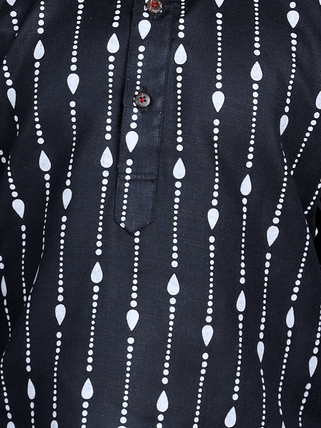 Boy's Black Color Printed Full Sleeve Cotton Kurta Pajama  - NOZ2TOZ KIDS