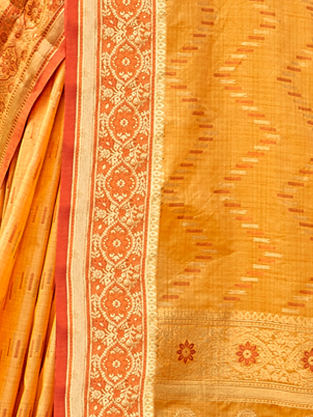 Women's Yellow Silk Woven Zari Work Traditional Saree - Sangam Prints