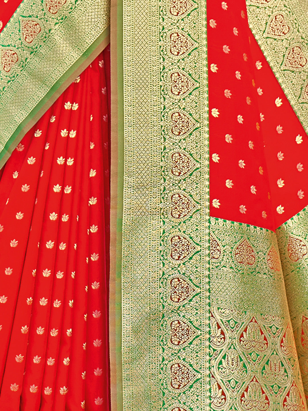Women's Red BANARASI SILK Woven Zari Work Traditional Tassle Saree - Sangam Prints