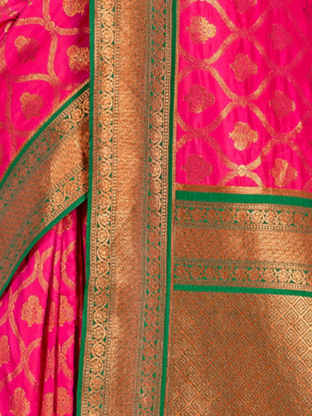 Women's Magenta Banarasi Silk Woven Work Traditional Tassle Saree - Sangam Prints