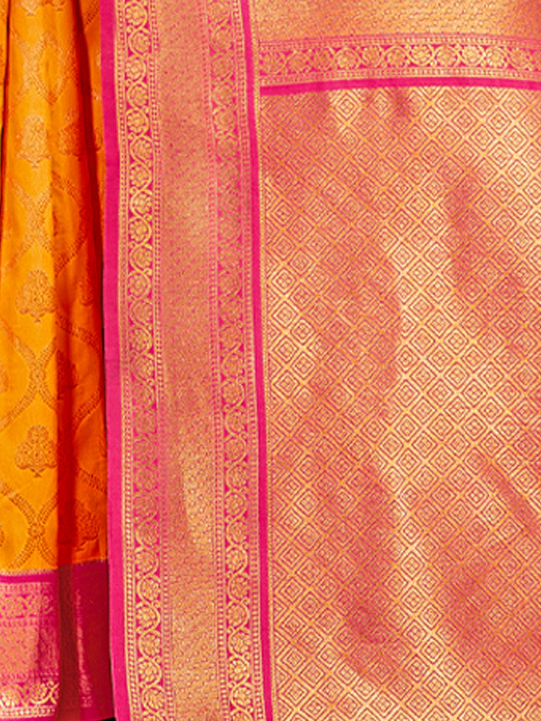 Women's Yellow Banarasi Silk Woven Work Traditional Tassle Saree - Sangam Prints