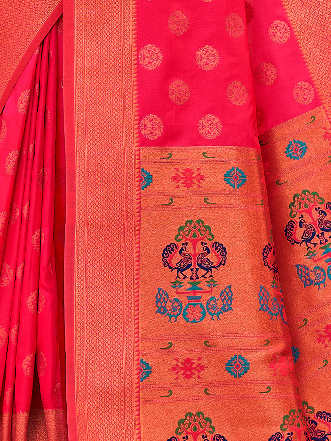 Women's Magenta BANARASI SILK Woven Zari Work Traditional Tassle Saree - Sangam Prints