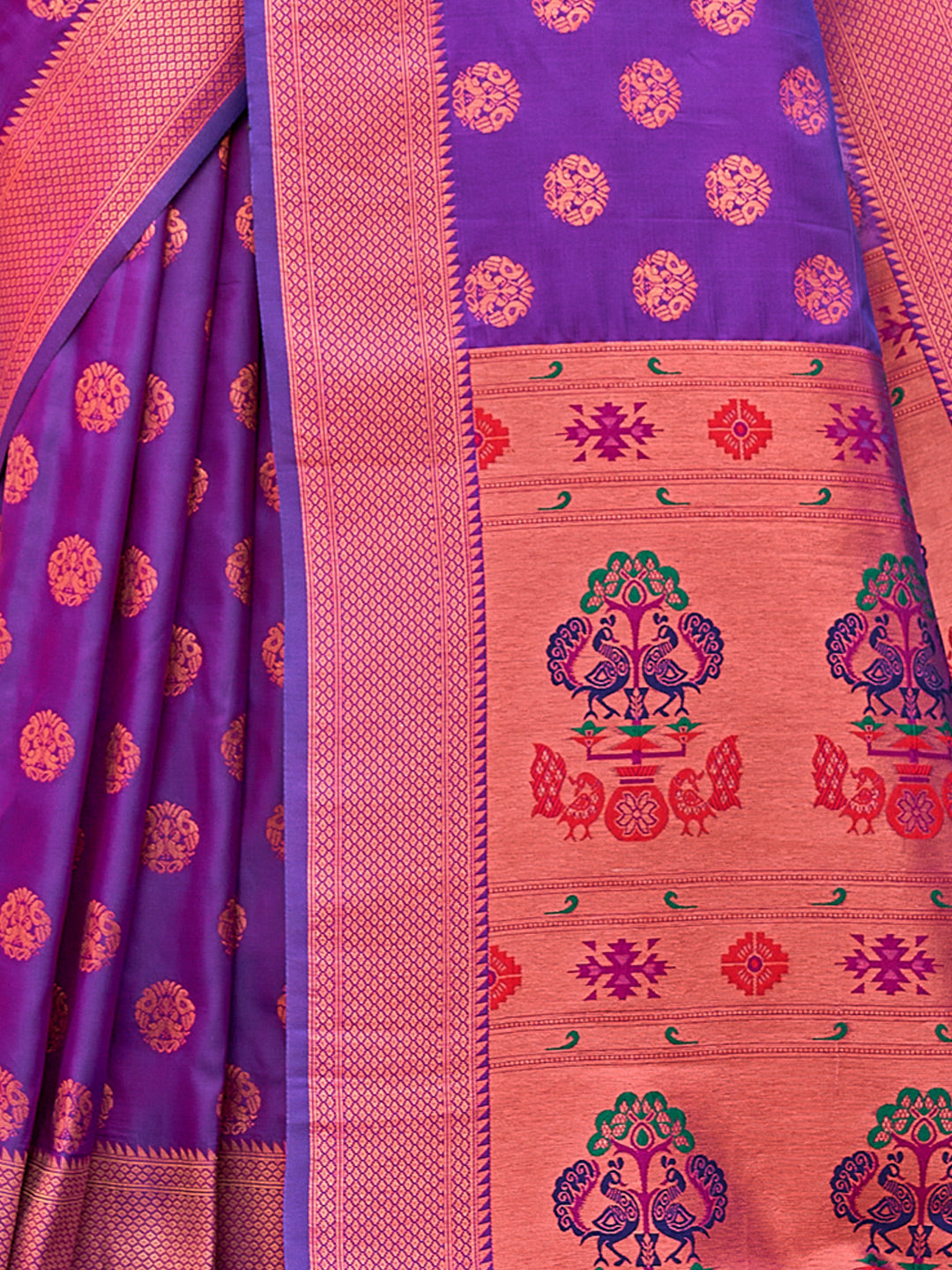 Women's Violet BANARASI SILK Woven Zari Work Traditional Tassle Saree - Sangam Prints