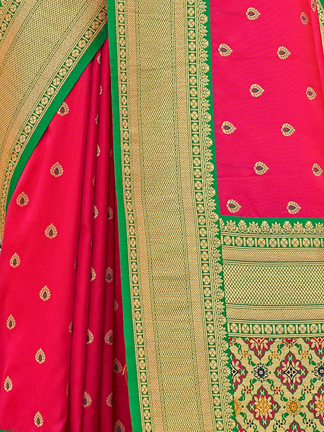 Women's Pink PATOLA SILK Woven Zari Work Traditional Tassle Saree - Sangam Prints