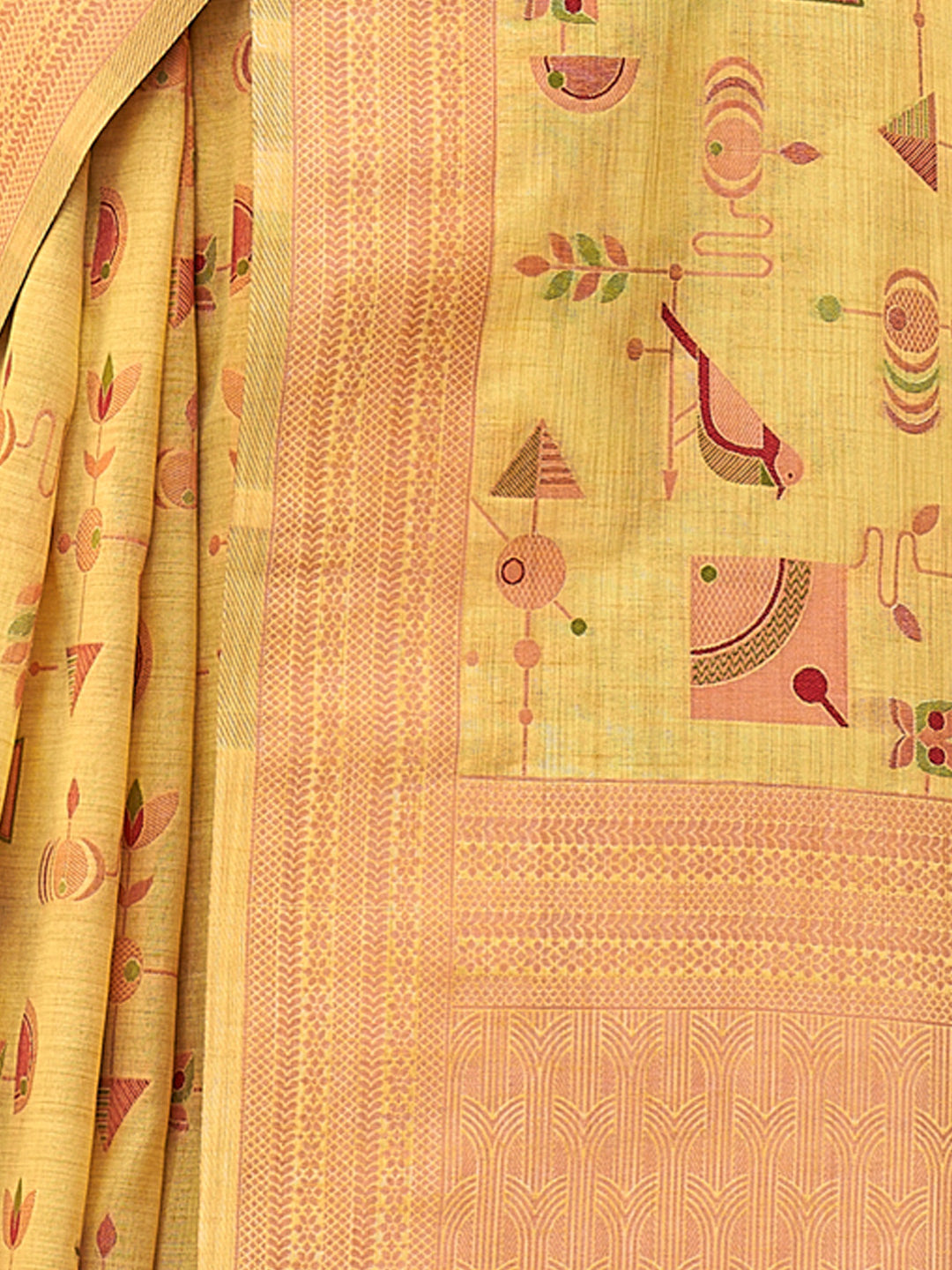 Women's Yellow Silk Resham Dori Work Traditional Tassle Saree - Sangam Prints