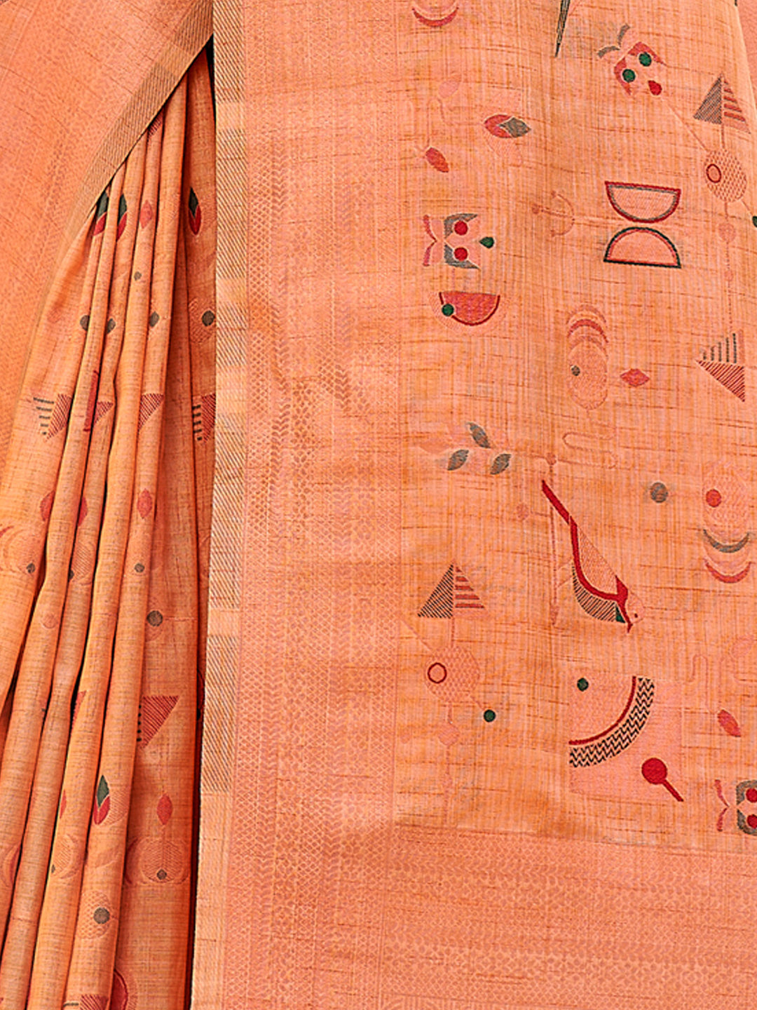 Women's Orange Silk Resham Dori Work Traditional Tassle Saree - Sangam Prints