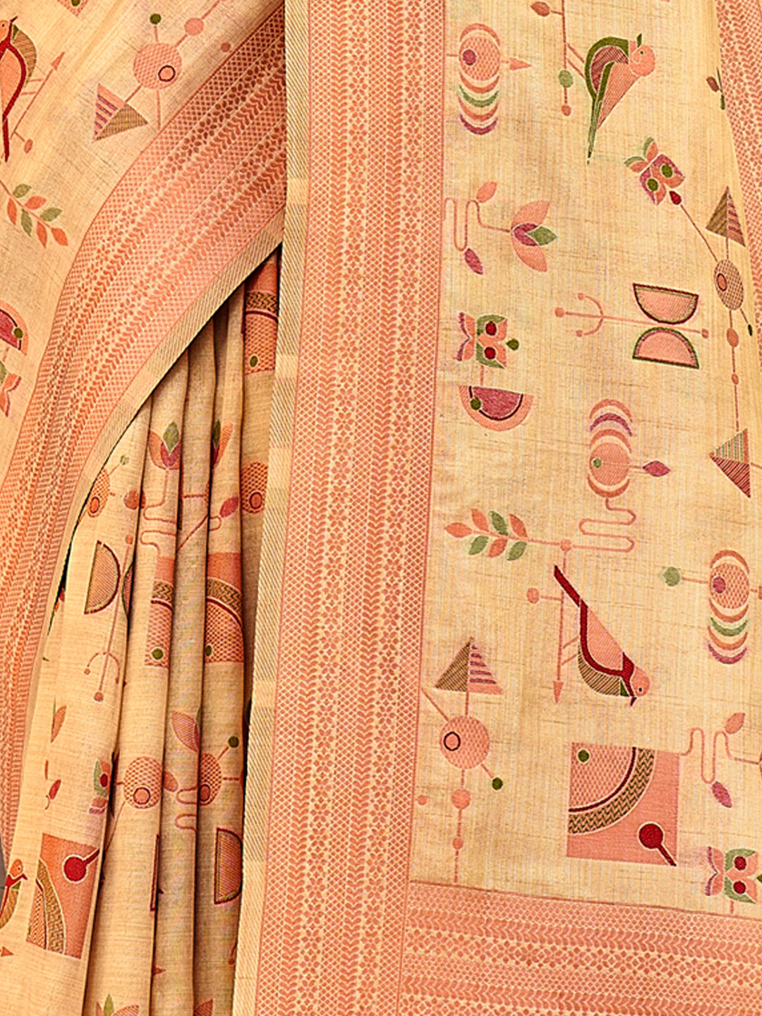 Women's Light Yellow Silk Resham Dori Work Traditional Tassle Saree - Sangam Prints