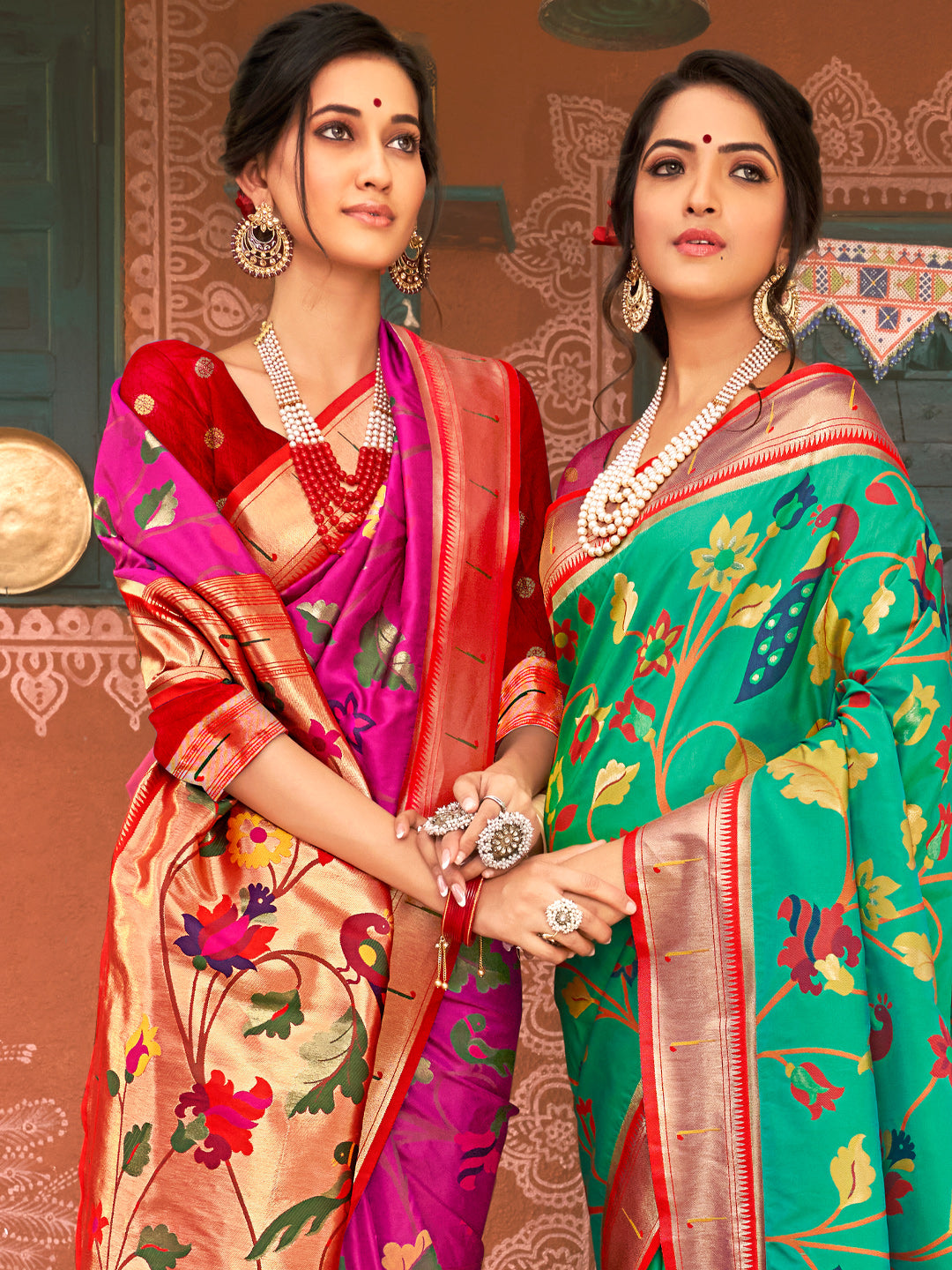Women's Pink Paithani Silk Woven Work Traditional Tassle Saree - Sangam Prints