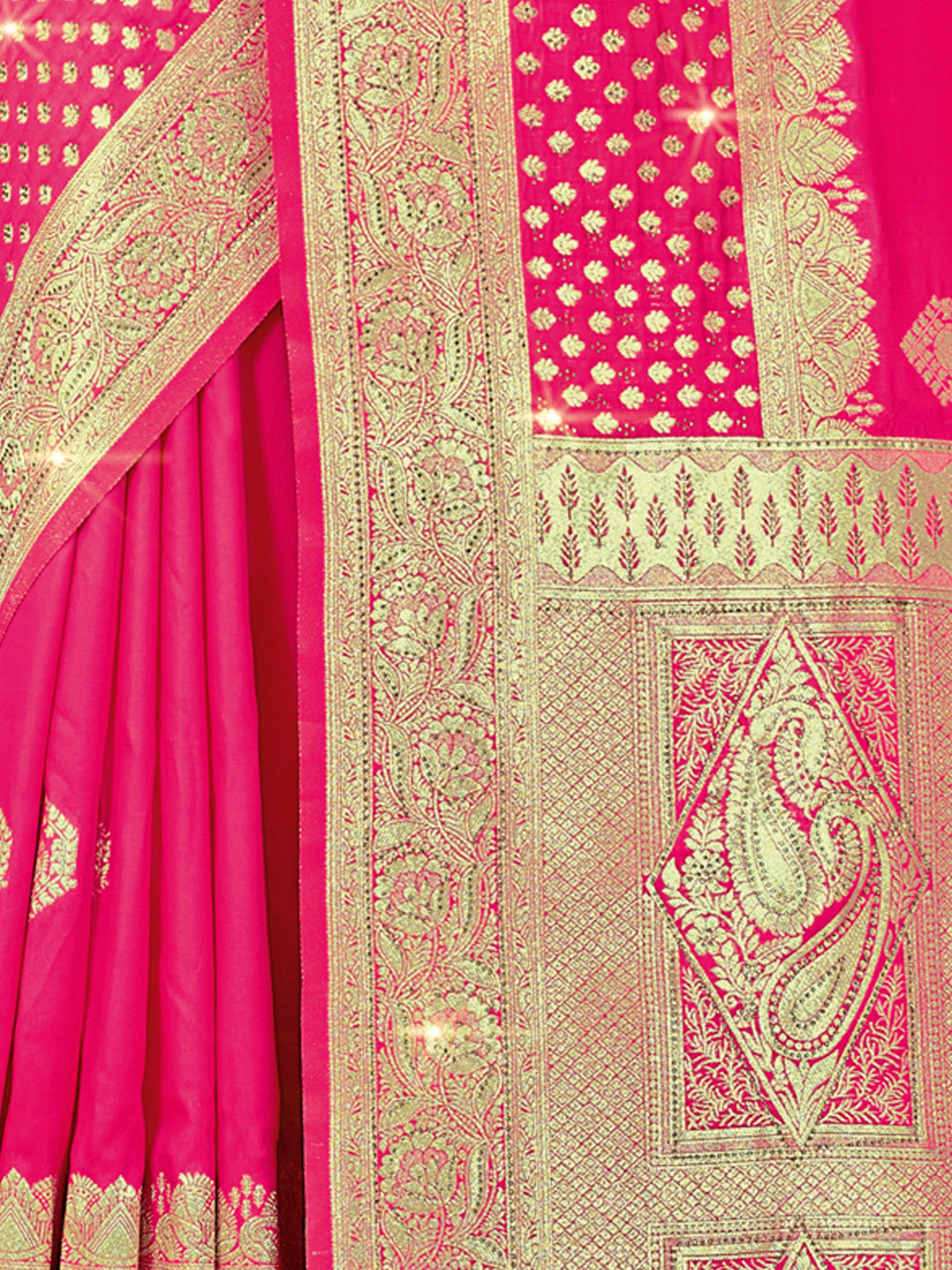 Women's Magenta SILK  Woven Zari Work Traditional Tassle Saree - Sangam Prints
