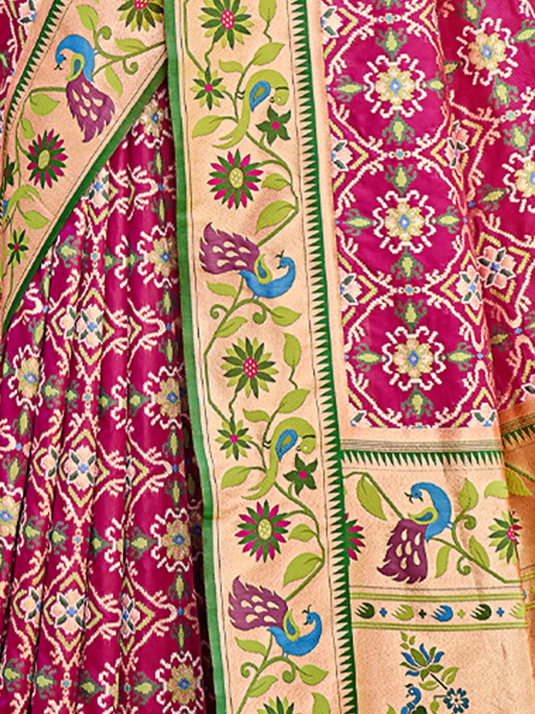 Women's Purple Paithani Silk Woven Work Traditional Tassle Saree - Sangam Prints