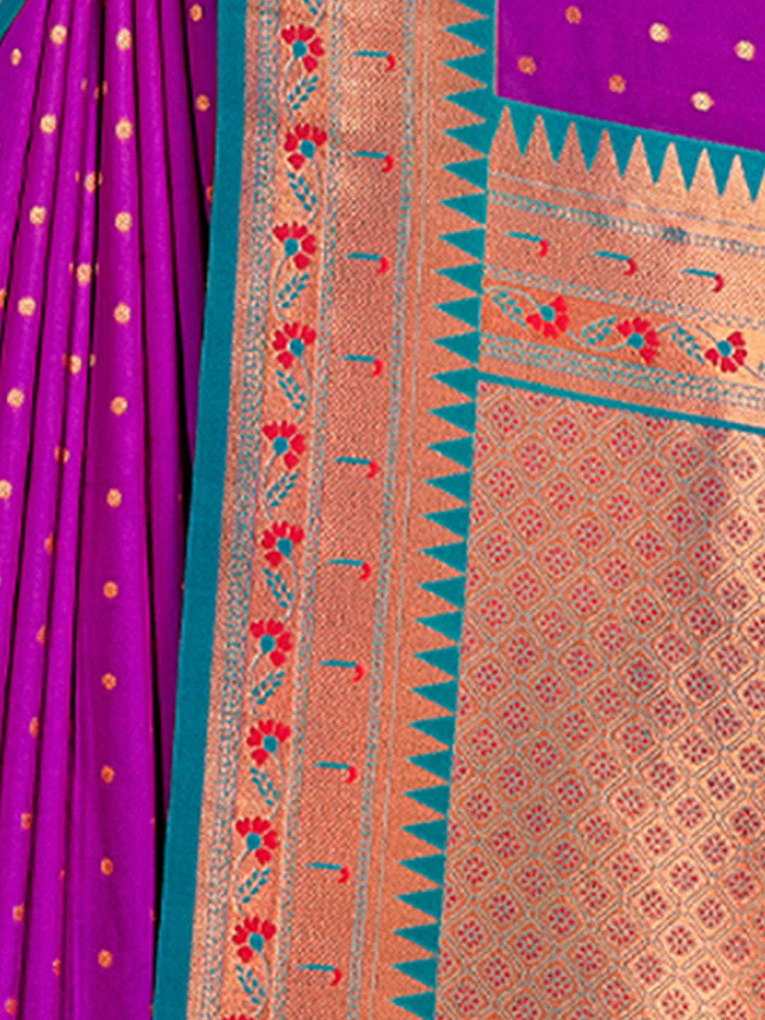 Women's Purple Silk Woven Work Traditional Tassle Saree - Sangam Prints