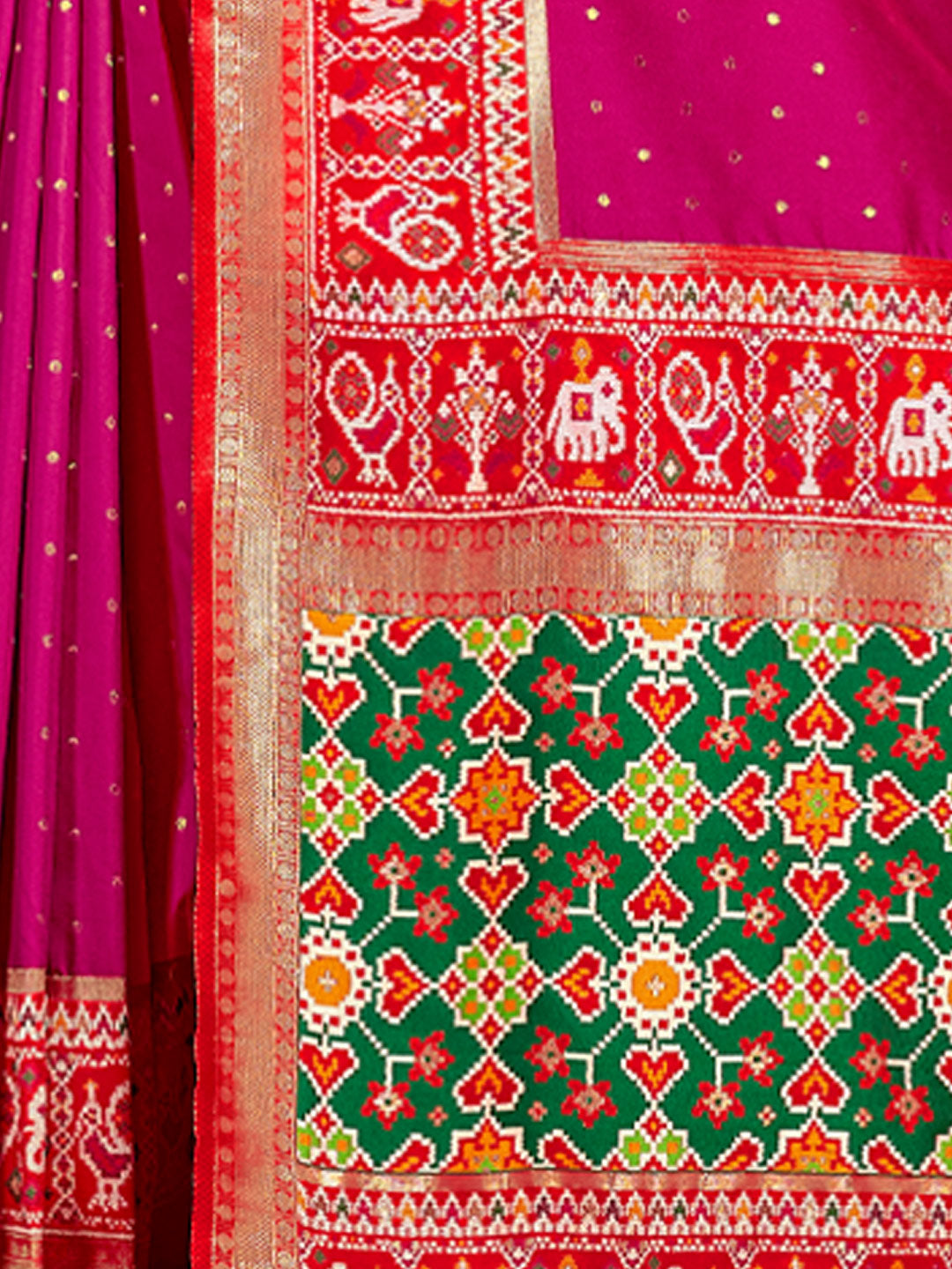 Women's Magenta Silk Woven Work Traditional Tassle Saree - Sangam Prints