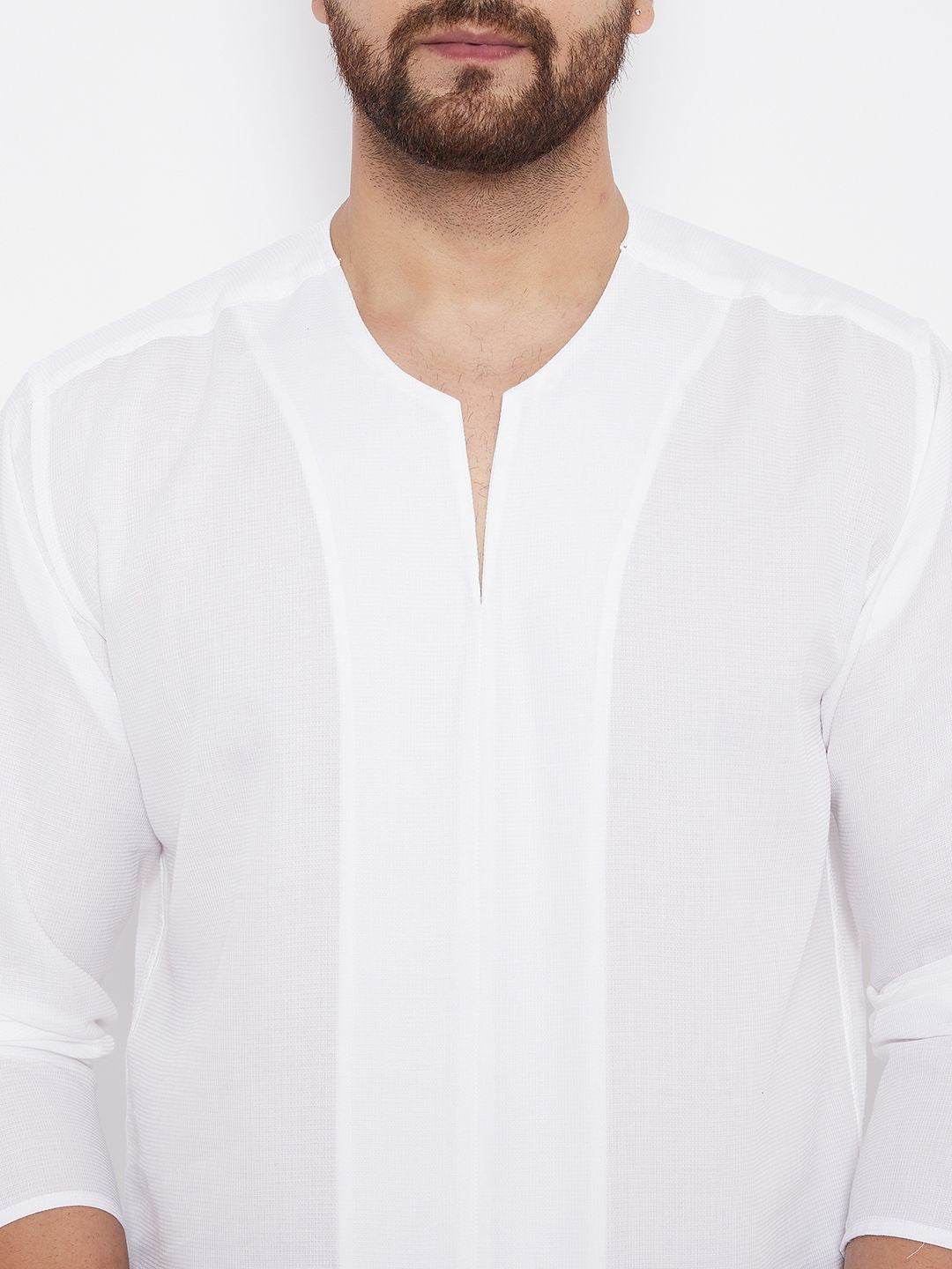 Men's Solid Pure Cotton White  Kurta - Even Apparels