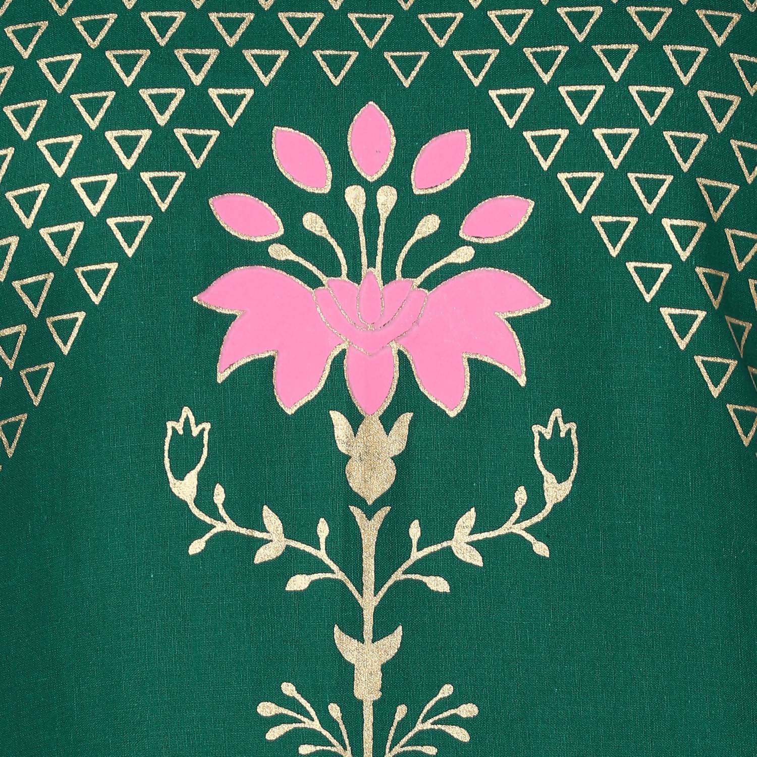 Women's Green & Skin Color Cotton Hand Block Print Straight Kurta With Palazzo Set - Cheera