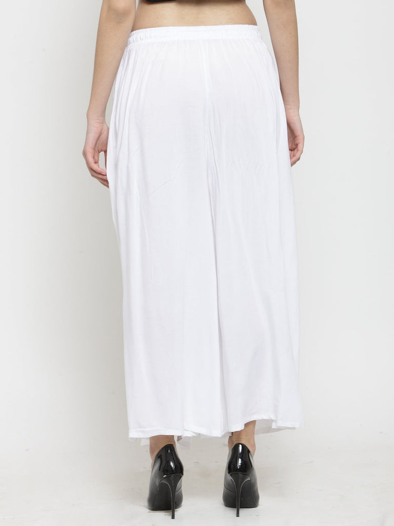 Women's White Solid Rayon Sharara