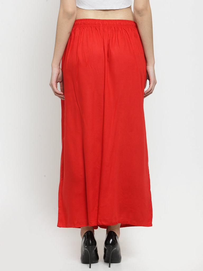 Women's Red Solid Rayon Sharara