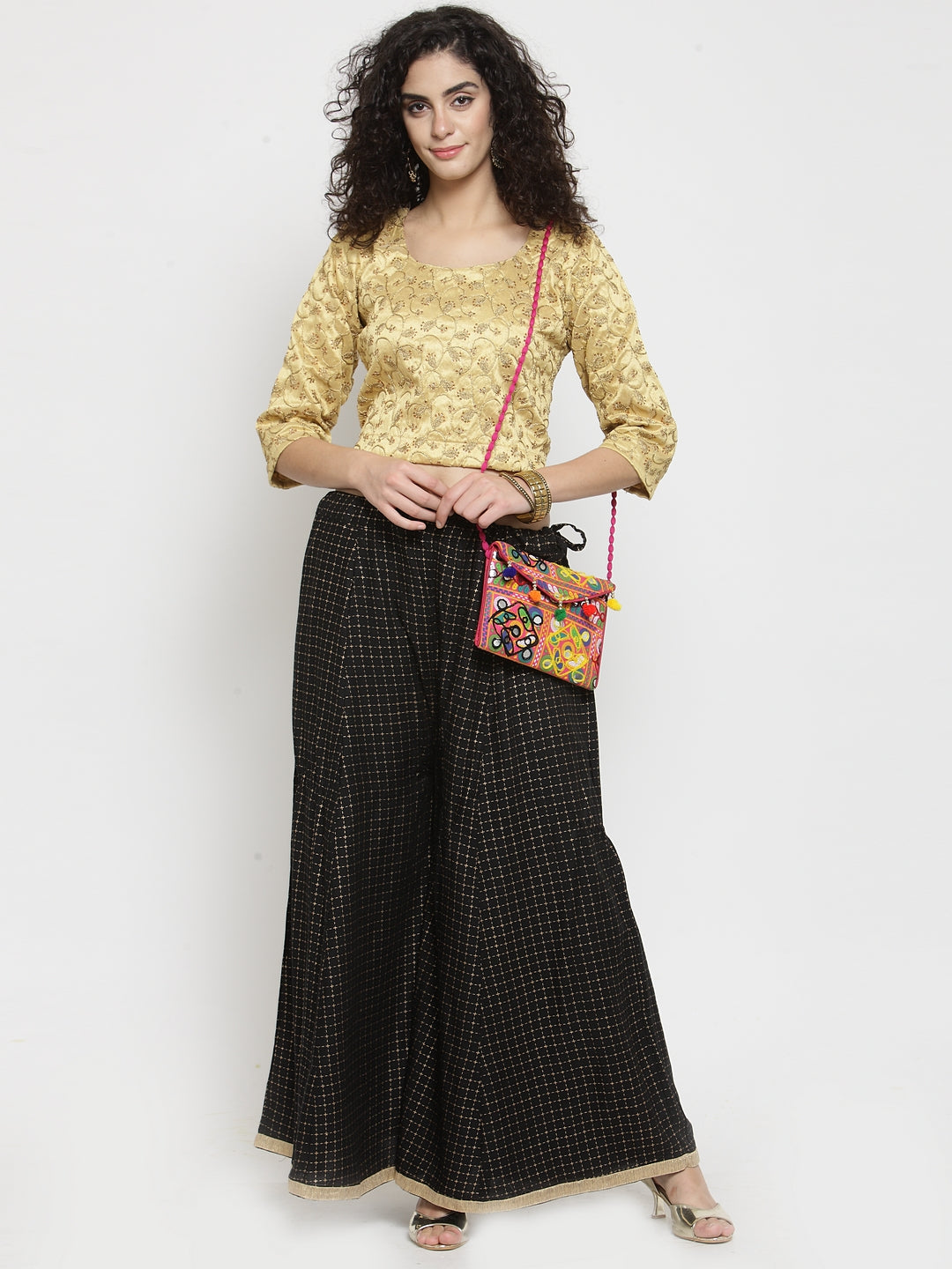 Beige Rayon Palazzo with Lace Work  Best Palazzo Pants