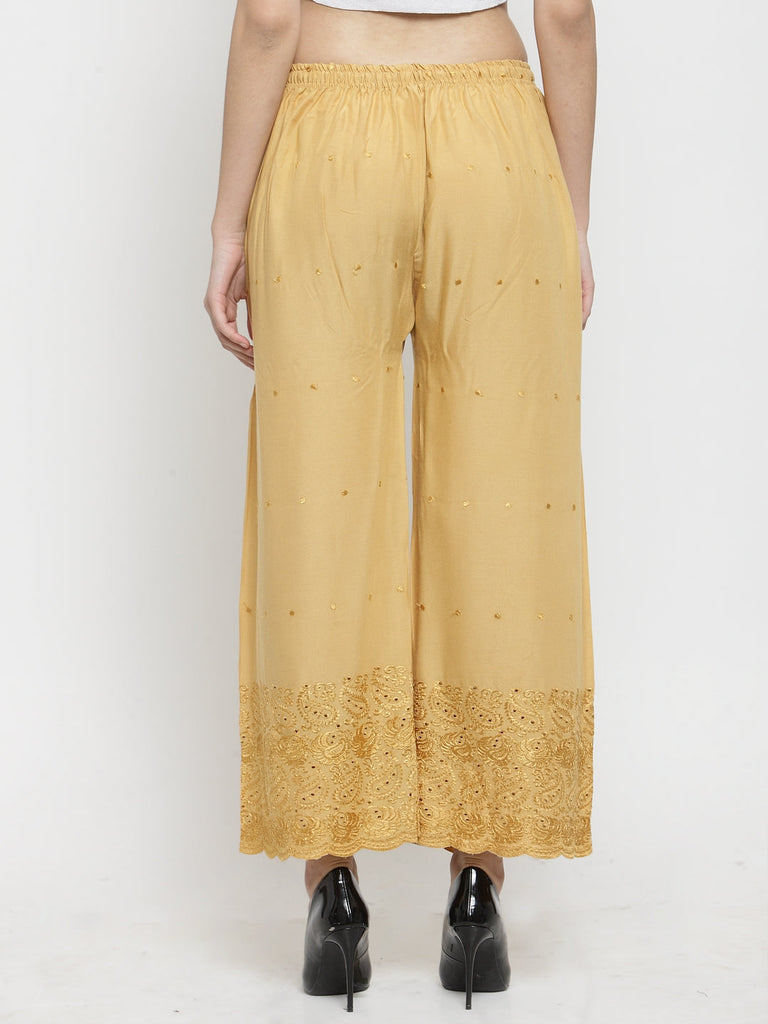 Women's Fawn Chikankari Rayon Palazzo