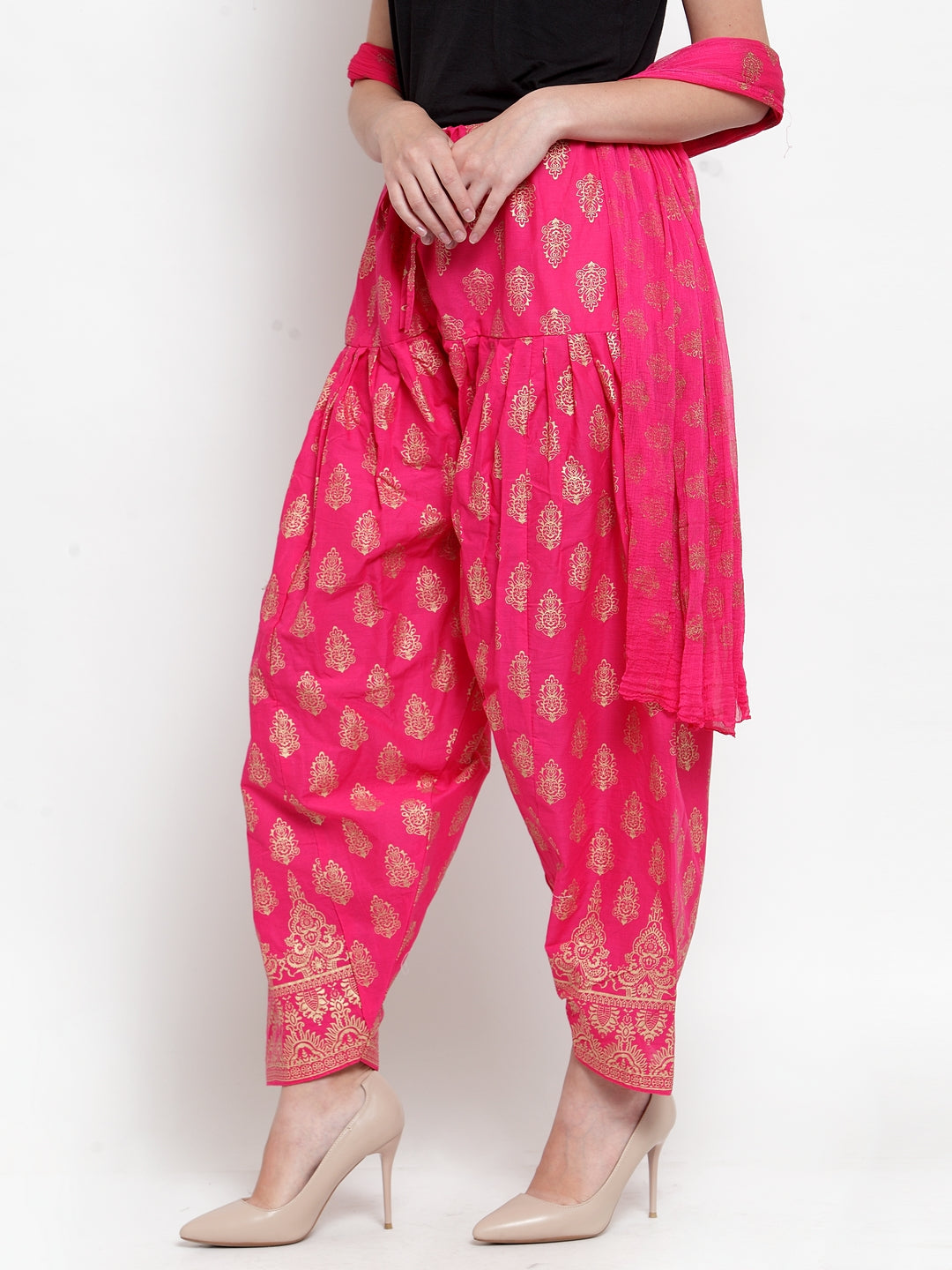 Women's Pink Printed Salwar Dupatta (2PC) - Wahe-NOOR
